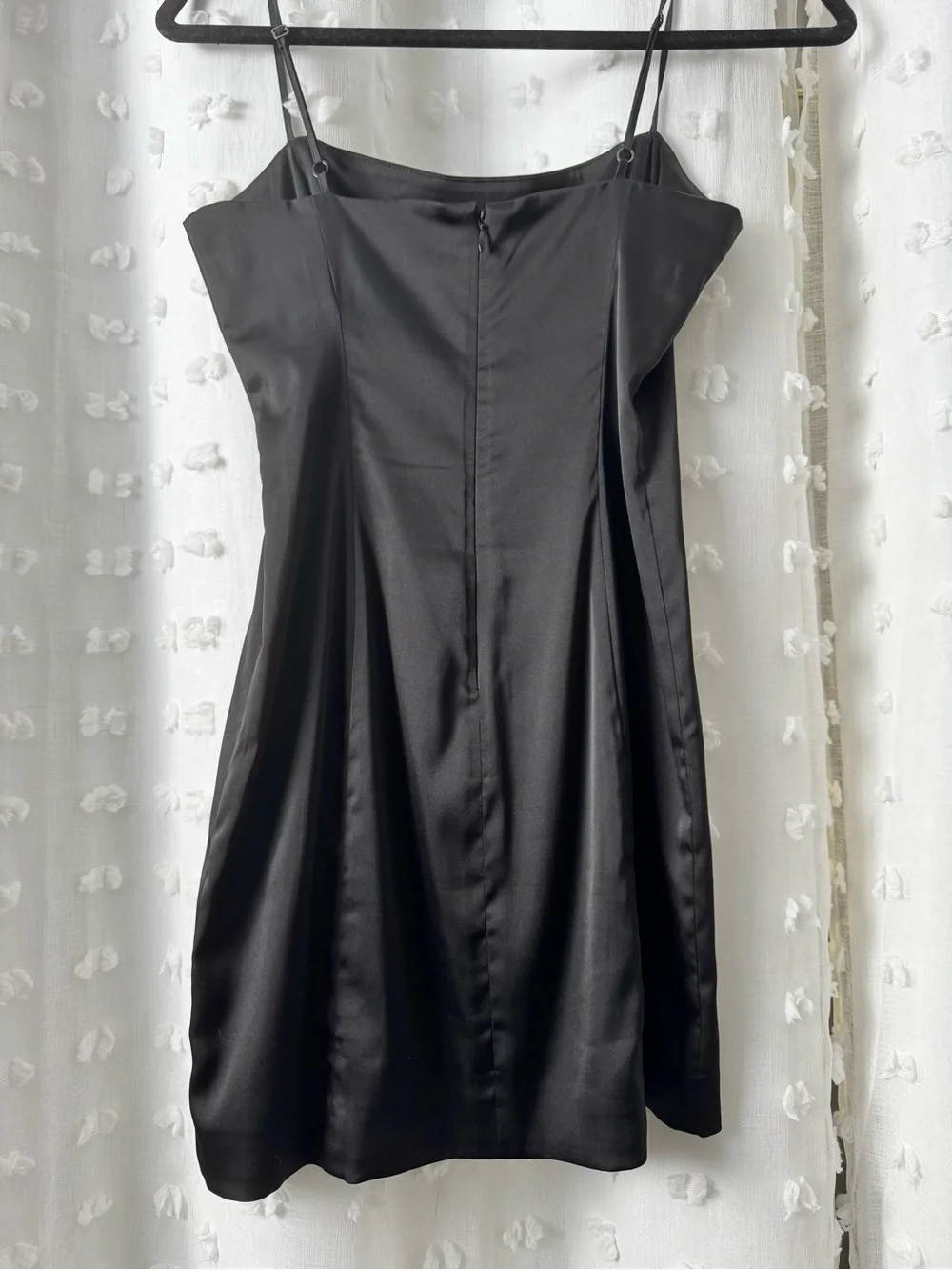 Aritzia Sunday Best Sleek Black Satin Mini Dress - Picture 3 of 4